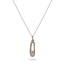  CZ-Encrusted Single Ballet Shoe Necklace Rose Gold