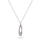 CZ-Encrusted Single Ballet Shoe Necklace Sterling Silver